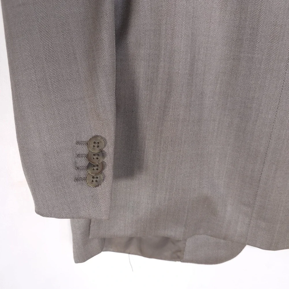 ERMENEGILDO ZEGNA Trofeo Silk Herringbone Blazer Beige Men 42L SWITZERLAND‎